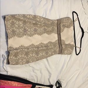 Max&cleo taupe w/ gray lace dress